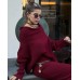 Winter Knitted Two Piece Set for Women Elegant Off Shoulder Sweater Pullover Top Slim Skirt Suit Fashion Office Ladies Outfits
