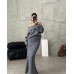 Winter Knitted Two Piece Set for Women Elegant Off Shoulder Sweater Pullover Top Slim Skirt Suit Fashion Office Ladies Outfits