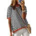 European and American women's round neck striped contrasting short sleeved casual sweater