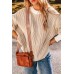 European and American casual loose striped cross color round neck top for women