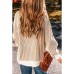 European and American casual loose striped cross color round neck top for women
