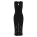 Sleeveless round-neck hollowed-out elegant slit knitted dress that is stylish and slimming Sleeveless round-neck hollowed-out elegant slit knitted dress that is stylish and slimming