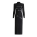 Round neck splicing design slim fit slimming long sleeved dress for women