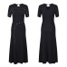 French style slim fit and slimming design button decoration hem slit dress