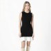 Sleeveless slim fit short knit dress with ruffle edge