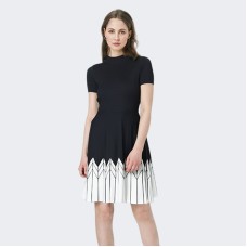 European and American summer new fashionable round neck slim fit A-line dress for women
