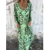 European and American Spring and Summer New V-neck Fashion Holiday Printed Dress