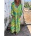 European and American Spring and Summer New V-neck Fashion Holiday Printed Dress