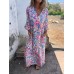 European and American Spring and Summer New V-neck Fashion Holiday Printed Dress