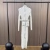 Elegant temperament Japanese and Korean casual half high neck belt long skirt long sleeved dress
