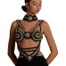 Black gold bandage dress with hollowed out suspender and backless cocktail dress Black gold bandage dress with hollowed out suspender and backless cocktail dress