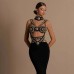 Black gold bandage dress with hollowed out suspender and backless cocktail dress Black gold bandage dress with hollowed out suspender and backless cocktail dress