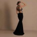 Black gold bandage dress with hollowed out suspender and backless cocktail dress Black gold bandage dress with hollowed out suspender and backless cocktail dress