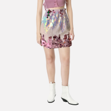 Elegant and intellectual temperament large sequin splicing eye-catching and versatile slimming half skirt for women