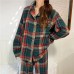 Collar pajamas women's cardigan long sleeved pants cartoon home suit set