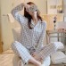 Collar pajamas women's cardigan long sleeved pants cartoon home suit set