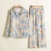 Light luxury high-end sleepwear women's double-layer gauze summer home suit set all cotton spring and autumn thin edition