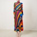 New slim fit temperament top high waist half skirt two-piece set fashionable pleated striped contrasting suit for women
