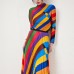 New slim fit temperament top high waist half skirt two-piece set fashionable pleated striped contrasting suit for women