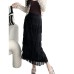 Design sense temperament tassel layered straight tube half skirt women's slim fit one-step skirt