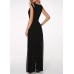 One piece slim fit women's round neck sleeveless hollow solid color jumpsuit