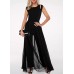One piece slim fit women's round neck sleeveless hollow solid color jumpsuit
