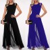 One piece slim fit women's round neck sleeveless hollow solid color jumpsuit