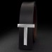 Leather belt, smooth buckle, fashionable and versatile T-buckle belt, men's 3.8CM men's belt