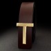 Leather belt, smooth buckle, fashionable and versatile T-buckle belt, men's 3.8CM men's belt