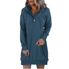 Fashion women's solid color mid length hooded sweatshirt Fashion women's solid color mid length hooded sweatshirt