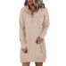 Fashion women's solid color mid length hooded sweatshirt