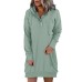 Fashion women's solid color mid length hooded sweatshirt