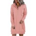 Fashion women's solid color mid length hooded sweatshirt
