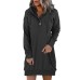 Fashion women's solid color mid length hooded sweatshirt