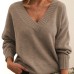 European and American style pullover sweater for women loose V-neck casual versatile top for women