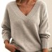 European and American style pullover sweater for women loose V-neck casual versatile top for women