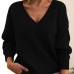 European and American style pullover sweater for women loose V-neck casual versatile top for women