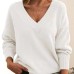 European and American style pullover sweater for women loose V-neck casual versatile top for women