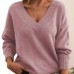 European and American style pullover sweater for women loose V-neck casual versatile top for women