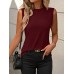 Summer new solid color round neck sleeveless loose T-shirt shirt vest for women