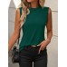 Summer new solid color round neck sleeveless loose T-shirt shirt vest for women