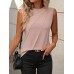 Summer new solid color round neck sleeveless loose T-shirt shirt vest for women
