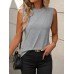 Summer new solid color round neck sleeveless loose T-shirt shirt vest for women