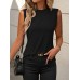 Summer new solid color round neck sleeveless loose T-shirt shirt vest for women