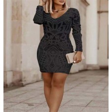 Long sleeved V-neck dress