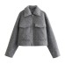 Autumn and winter new women's pearl leather short loose casual woolen coat