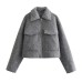 Autumn and winter new women's pearl leather short loose casual woolen coat