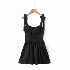 Summer new European and American women's solid color suspender slim fit dress Summer new European and American women's solid color suspender slim fit dress