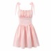 Summer new European and American women's solid color suspender slim fit dress