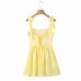 Summer new European and American women's solid color suspender slim fit dress